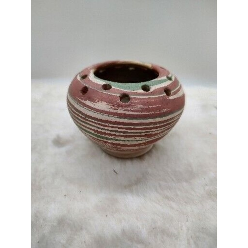 Vintage Silver Springs Florida Pottery Planter Vase Bowl Flower Frog Swirl NICE